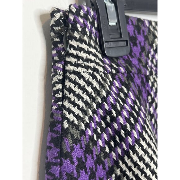 Loft Petite 4P Purple Black Plaid Mini Skirt Tweed Fall Workwear - Picture 7 of 12